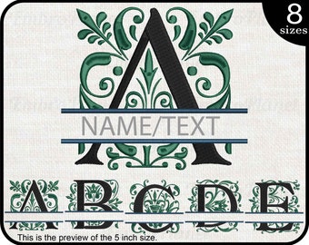 Split Regal A B C D E - Designs for Embroidery Machine Instant Download digital file stitch sign icon black and green set alphabet 312e