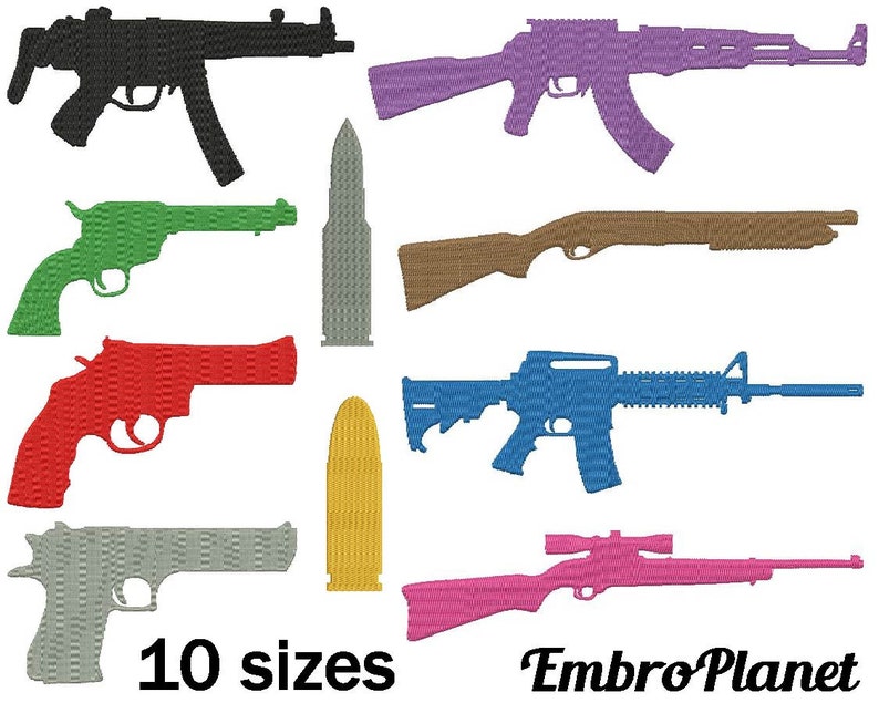 Guns Designs for Embroidery Machine Instant Download Digital Etsy