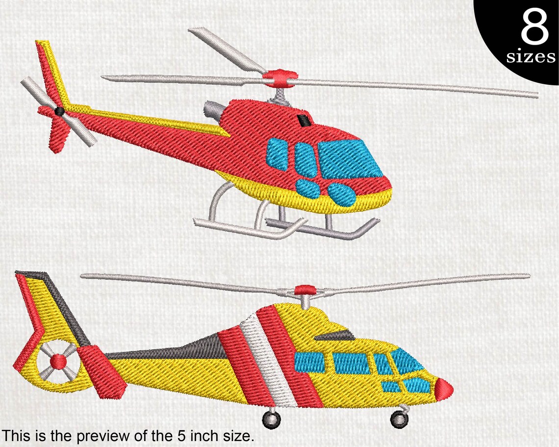 Helicopters Designs for Embroidery Machine Instant Download | Etsy
