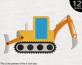 Construction Backhoe - Design for Embroidery Machine Graphic File Stitch Instant Download Commercial Use tool digger yellow excavator 83e