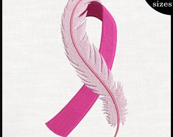 Feather Awareness Ribbon Embroidery Design (Digital Download)