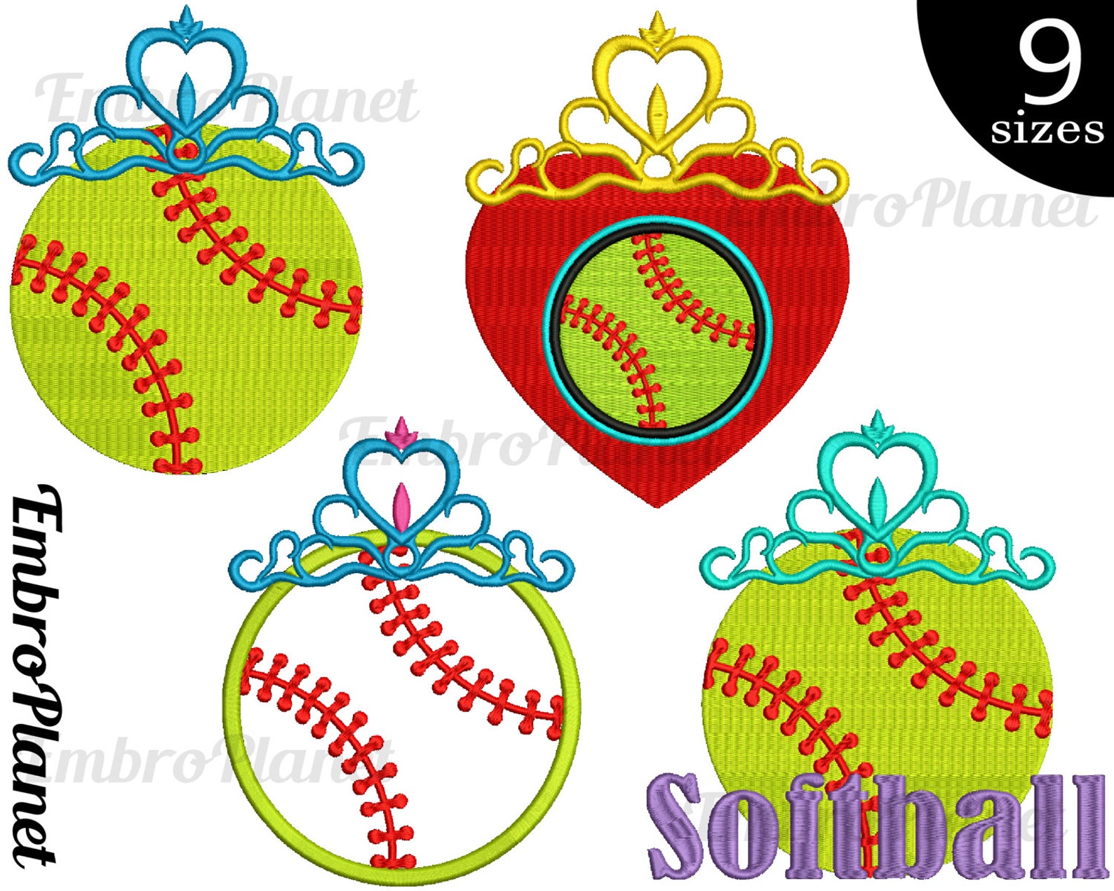 Tiara Softball Designs for Embroidery Machine Instant Etsy
