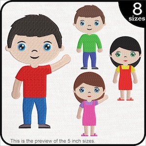 Girls and Boys - Designs for Embroidery Machine Instant Download digital embroidering files stitc children kid people hello 280e