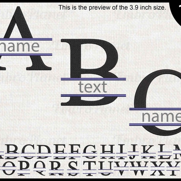Split Font - Designs for Embroidery Machine Instant Download digital embroidering files stitch alphabet letters split letter 1713e