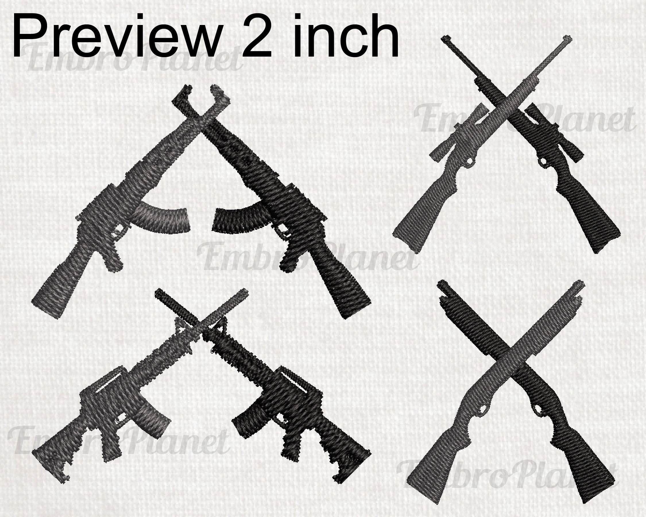 Crossed Guns Embroidery Designs – Rifle & Weapon Machine Pattern ...