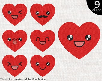 Kawaii Heart - Designs for Embroidery Machine Instant Download digital embroidering files stitch 1688e