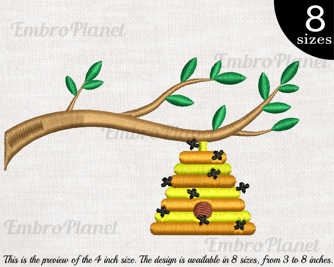 Beehive in Tree - Design for Embroidery Machine Instant Download ...