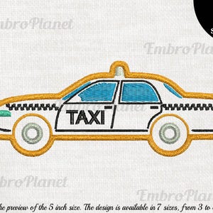 Taxi Embroidery Design: Vintage Car Icon (Digital Download) 791e
