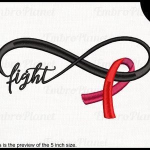 Heart Disease Awareness Ribbon Embroidery Design (Digital Download)