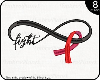 Heart Disease Awareness Ribbon Embroidery Design (Digital Download)