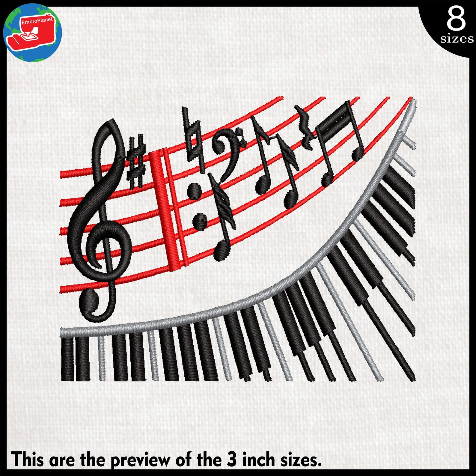 Music Notes Embroidery Design – Instant Download (digital Files) - Etsy