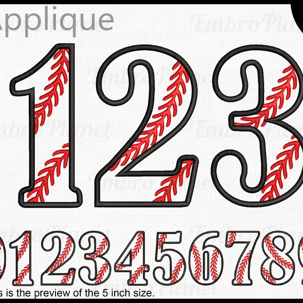 Applique Baseball and Softball Numbers - Designs for Embroidery Machine Instant Download digital embroidering files stitch number ball 1103e