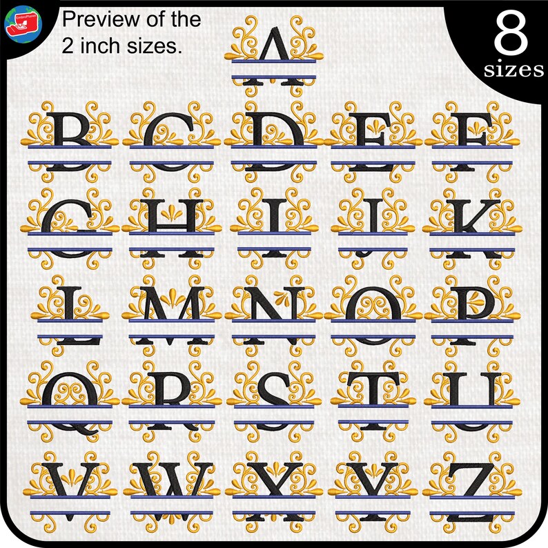 Split Regal Embroidery Font - Monogram Machine Design (digital Download ...