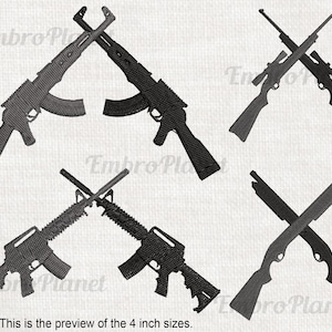 Crossed Guns - Designs for Embroidery Machine Instant Download digital file stitch sign icon symbol pattern cartoon gun rifle weapon 1311e