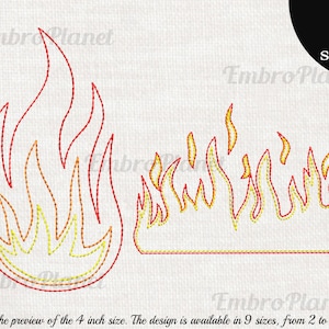 Outline Fire - Designs for Embroidery Machine Instant Download digital file stitch sign icon pattern cartoon symbol flames flame burn 1133e