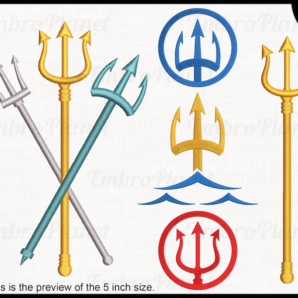 Trident  - Designs for Embroidery Machine Instant Download digital embroidering files stitch trident devil fork Neptune file 295e