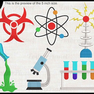 Laboratory - Designs for Embroidery Machine Instant Download digital file stitch sign icon symbol cartoon lab chemistry science atom 549e