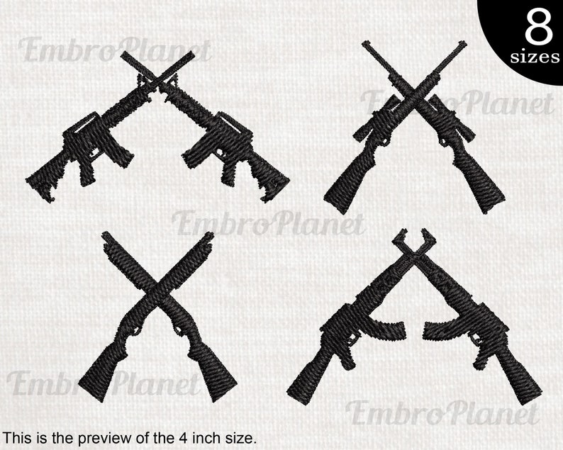 Guns Pattern Design for Embroidery Machine Instant Download Etsy