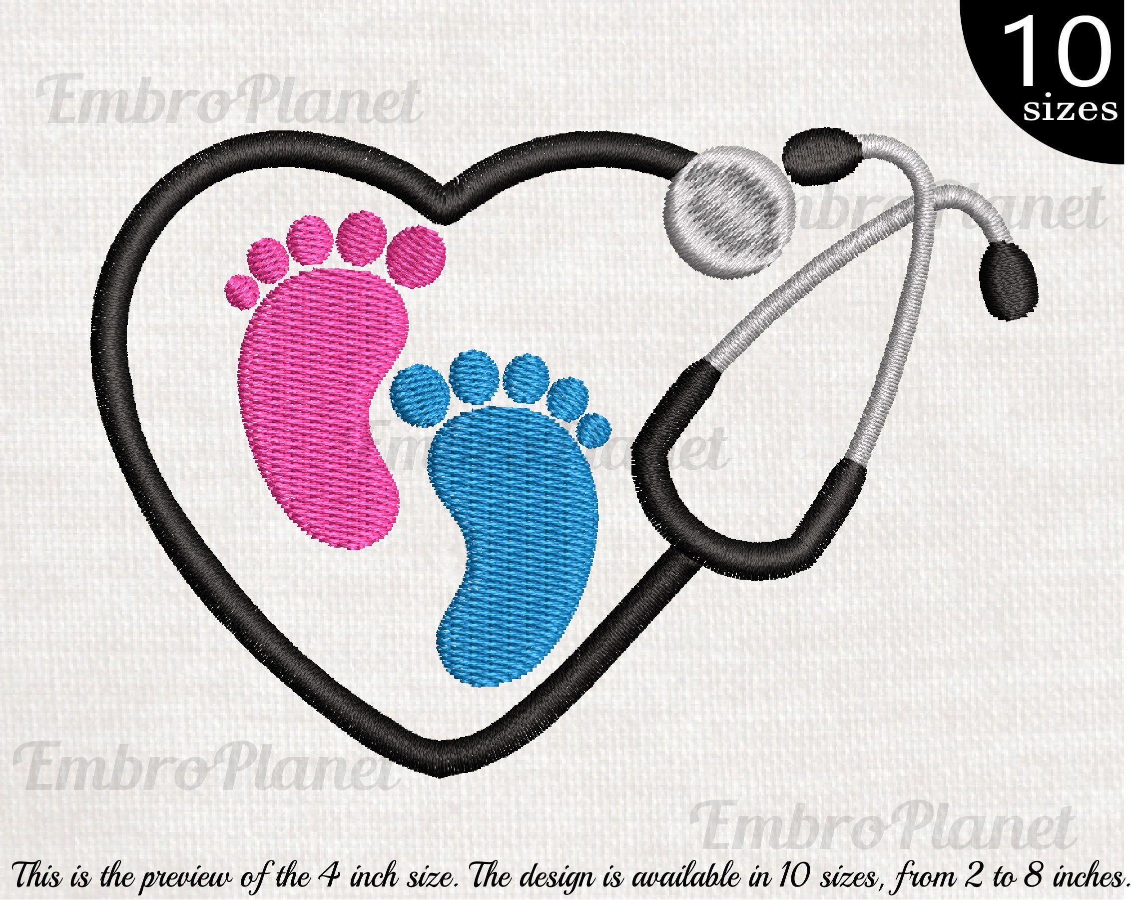 Baby Feets Heart Stethoscope Design for Embroidery Machine - Etsy