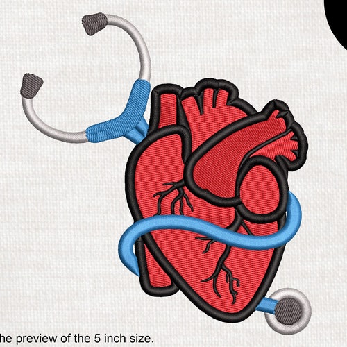 Cute Heart Paw Stethoscope Design for Embroidery Machine Etsy