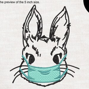 Bunny With Mask - Design for Embroidery Machine, Instant Download, digital embroidering file, stitch cartoon animal cute rabbit hare 1476e