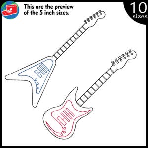 Guitar Outline Electric Rock Music Designs Files For Embroidery Machine 730e