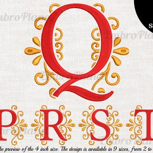 V5 Regal Letters PQRST - Diseños para máquina de bordar Descarga instantánea de archivo digital stitch icon patrón dibujo animado símbolo letra 1189e