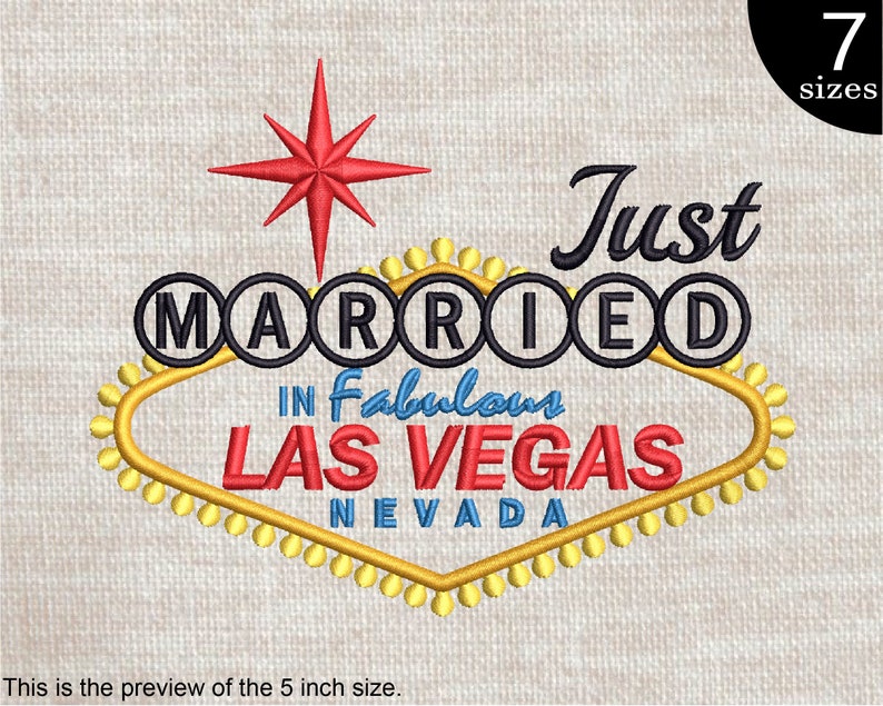 Just Married Las Vegas Sign Design for Embroidery Machine Etsy