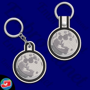 Satin Moon Keychain Digital Item - tab key fob ITH keyring keyholder - fit in 4x4 hoop - files for embroidery machine 43ss