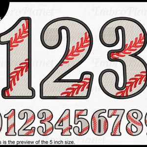 Baseball und Softball Zahlen - Designs für die Stickmaschine Sofort Download Stickdatei Grafik 580e in Stickrahmen
