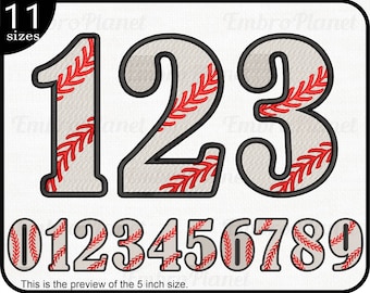 Baseball and Softball Numbers - Designs for Embroidery Machine Instant Download Digital File Graphic Stitch hoop number ball stitch 580e