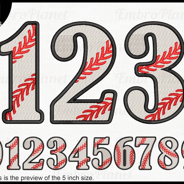 Baseball and Softball Numbers - Designs for Embroidery Machine Instant Download Digital File Graphic Stitch hoop number ball stitch 580e