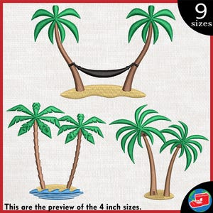 Palm Trees - Designs for Embroidery Machine Instant Download digital embroidering files stitch vacation island tropical tree summer 120