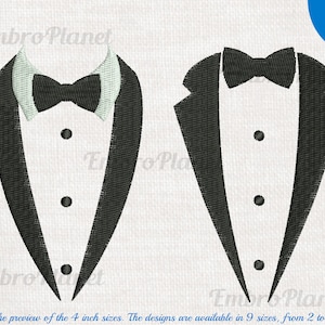 Tuxedo - Designs for embroidery machine, Instant Download digital file stitch sign pattern  tuxedo suit bow black fashion formal  male 840e