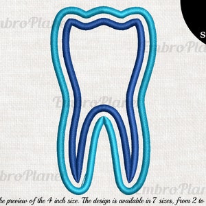 Zahn - Design für Stickmaschine Instant Download digitale Datei Maschenzeichen Symbol Muster Cartoon Symbol menschliche Zähne weiß blau 1142e