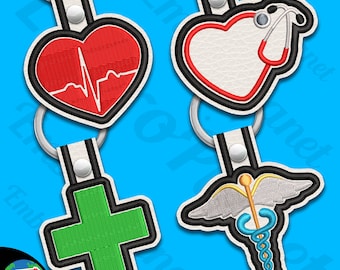 Medical Symbol Snap Keychain – ITH Embroidery Design (4x4 Hoop)