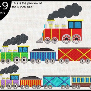 Train - Designs for Embroidery Machine Instant Download Digital File Graphic Stitch train wagon travel cute colorful 593e