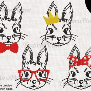Bunnies - Designs for Embroidery Machine Instant Download digital file stitch sign icon symbol cartoon cute funny outline 1472e