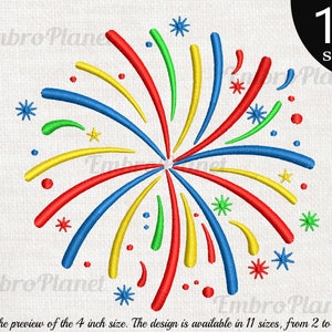 Fireworks - Design for Embroidery Machine digital graphic file Instant Download stitch cartoon icon symbol sign 4 july day 4th firework 975e