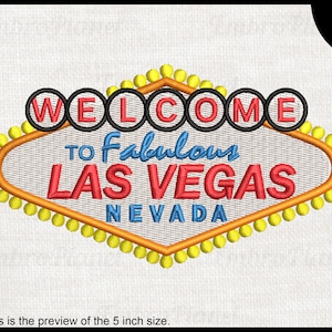 Las Vegas Sign - Diseño para máquina de bordar Descarga instantánea archivos de bordado digital Símbolo de puntada Icono de signo Bienvenido a Fabulous 124E