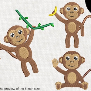 Monkeys - Design for Embroidery Machine Instant Download digital file Commercial Use stitch pattern animal safari jungle monkeys File 51e