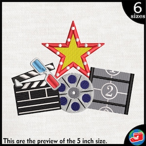 Cinema Sign - Design for Embroidery Machine Instant Download digital embroidering files stitch cinematic cinematic film movie 41e