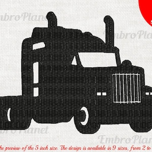 Black Truck - Design for embroidery machine, Instant Download digital file stitch icon sign symbol pattern head semi trailer trucking 792e