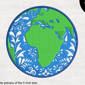 Zentangle Planet Earth - Diseño para máquina de bordar Descarga instantánea de archivos de bordado digital stitch number map world 581e