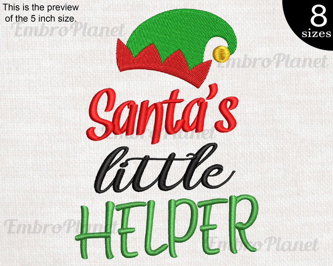 Santa's Little Helper - Design for Embroidery Machine Instant Download ...