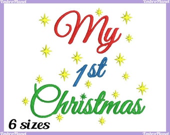 My 1st Christmas - Design for Embroidery Machine Instant Download Digital Graphic Full Stitch 4x4 5x7 inch hoop - xmas Christmas File 392e