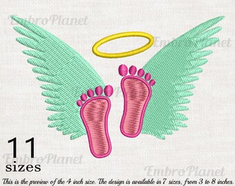 Baby Girl Feet Angel Wings - Design for Embroidery Machine Instant Download digital file stitch icon sign symbol cartoon pattern leg 997e