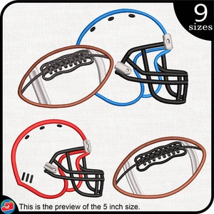 Helmet and Ball American Football - Designs for Embroidery Machine Instant Download digital embroidering files stitch  files stitch 138e