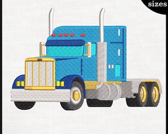 Diseño de bordado de camión: archivo de bordado de camión de 18 ruedas (descarga digital)