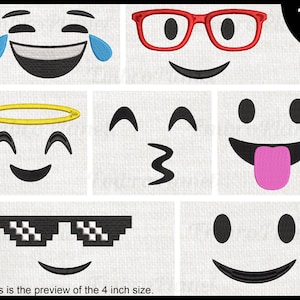 Kawaii Faces - Designs for Embroidery Machine Instant Download digital embroidering files stitch cartoon chat face set emoticon 1772e